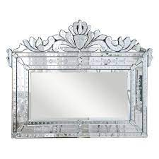Antique venetian mirror, etched and beveled made in france, multi part frame, rosettes at joints. Venetian Ornate Etched Mirror