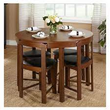 The surface is wide enough for kitchen duty while it makes decent table for dining too. Compact Dining Set 5 Piece Round Walnut Kitchen Small Space Saving Table Wood For Sale Online Ebay