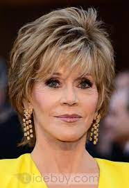 Oscar Star Jane Fonda Hairstyle Straight Human Hair Full Lace Wig About 7 Inches Jane Fonda Hairstyles Cheap Human Hair Wigs Short Hair Styles