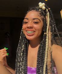 Black And Blue Box Braids On Light Skin Pin By Nope On Brace Face Brace Face Hair Styles Light Skin Girls