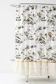 Pretty Black White And Yellow Shower Curtain With A Hint Of Red From Anthropologie Bird Shower Curtain Stylish Shower Curtain Yellow Shower Curtains