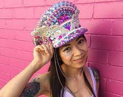 The Third Eye Captain S Hat Military Style Burning Man Festival Military Fashion Captain Hat Festival Captain Hat