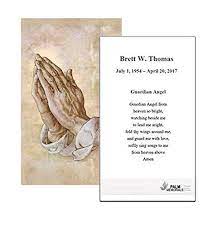 You can also use standard funeral document background designs like clouds or a color block of blue and white. Amazon Com Set Of 50 Custom Funeral Memorial Mass Cards Praying Hands Office Products
