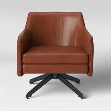 Free shipping* more like this more options. Albert Swivel Accent Chair With Metal Base Caramel Faux Leather Project 62 Target