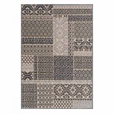 Die milek ml setisa teppiche sind ebenfalls mit floralem muster und einfarbig erhältlich.: Vintage Teppich Grau Kurzflor Patchwork Muster 3230s