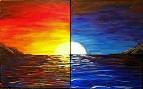 Dia Noche Arte De Jirafas Dibujos Colores Frios Pintura De Arte