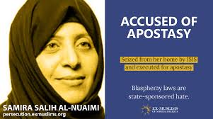 ISIS tortures, executes human rights activist and lawyer Samira al-Nuaimi  accused of apostasy