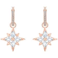 Swarovski Symbolic Star Hoop Pierced Earrings White Rose Gold Tone Plated Precious Accents Ltd