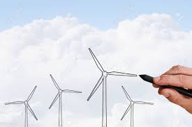 Person Hand Zeichnen Windmuhlen Am Himmel Im Hintergrund Lizenzfreie Fotos Bilder Und Stock Fotografie Image 46561031