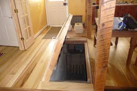 Trap door with timber stairs = not good. Trapdoor To Basement Trap Door Basement Steps Basement Entrance