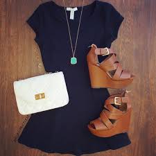 20 Outfit Ideas With Wedges Pretty Designs Navy Dress Outfits Wedges Outfit Casual Chic Outfit