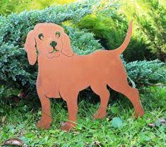 Gartenstecker Hund Rost Gartenstecker Staudenhalter Gartendeko Rost