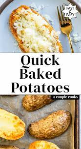 Quick Baked Potatoes Easy Shortcut A Couple Cooks Recipe Quick Baked Potato Side Dish Recipes Easy Vegan Recipes Easy