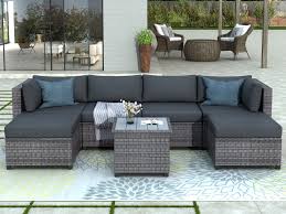 Outdoor Patio Deck Sectional Sofa Sets Segmart Newest 7 Pieces Wicker Furniture Set With Seat Cushions Polywood Table Conversation Sets With 2 Ottomans For In 2021 Outdoor Patio Furniture