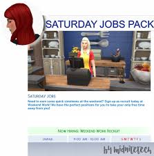 Saturday Jobs Pack Teens Here S One For The Midnitetech S Simblr Sims 4 Challenges Sims 4 Jobs Sims Packs