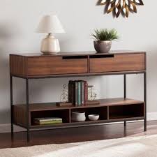 Mid Century Modern Sofa Console Table Storage Drawers Entryway Rustic Media New Modern Console Tables Furniture Sofa End Tables