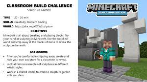 Education edition allows educators and students to explore, create, and play in a minecraft world. Minecraft Education Edition En Twitter Build Creative Problem Solving Skills In This Activity Of The Week Chip Away At Blocks In The Minecraft World To Reveal A Sculpture Hidden Beneath Then Students