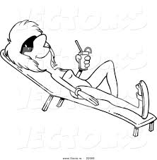 Top 10 best cute bear coloring pages for preschoolers: Vector Of A Cartoon Woman Sun Bathing With A Beverage Outlined Coloring Page By Toonaday 22088