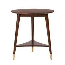 Stylewell Ramsey Round Sable Brown Wood End Table With Brass Caps 22 In W X 24 In H Tb18102 In 2020 Wood End Tables Mid Century Modern Side Table Round Living Room