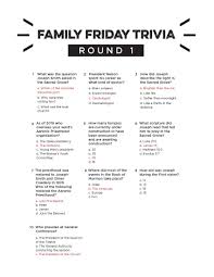 If you can ace this general knowledge quiz, you know more t. Family Friday Trivia Answers Free Downloadable Pdf Deseret Book Blog