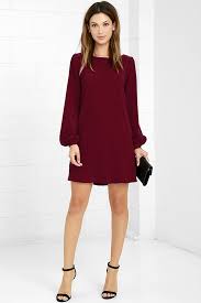 Perfect Situation Burgundy Long Sleeve Shift Dress Long Sleeve Shift Dress Burgundy Dress Outfit Shift Dress Outfit