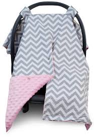Chevron Car Seat Canopy With Baby Pink Dot Minky And Peekaboo Opening Baby Car Seats Car Seats Infant Car Seat Cover