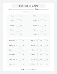 Km In Meters Printable Grade 3 Math Worksheet