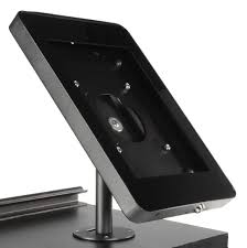 Ipad Counter Mount W Locking Enclosure Home Button Covered Black In 2020 Ipad Mount Ipad Office Ipad Stand