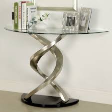 Hokku Designs Rowena Console Table Tempered Glass Table Top Glass Top Table Console Table