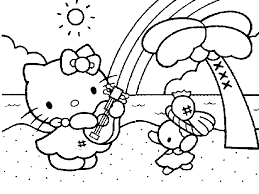 Enjoy a great summer with hello kitty and her friends at a beautiful beach by print this coloring page and make a vivid picture and colorful. Beach Coloring Pages Hello Kitty Coloring4free Coloring4free Com