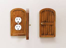 Wooden Rustic Decorative Hobbit Fairy Door Outlet Switchplate Cover Novelty Home Hidden Door Home Decor Unique Gift Ru Decor How To Distress Wood Rustic House