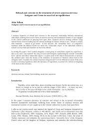 Pdf Refusal And Coercion In The Treatment Of Severe Anorexia Nervosa The Antigone Paradigm