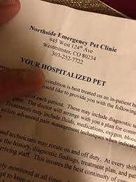 2,542 likes · 13 talking about this · 446 were here. Northside Emergency Pet Clinic 11 Photos 73 Reviews Emergency Pet Hospital 945 W 124th Ave Westminster Co United States Phone Number