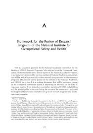 The national institute for occupational safety and health (niosh) is the u.s. Appendix A Framework For The Review Of Research Programs Of The National Institute For Occupational Safety And Health Respiratory Diseases Research At Niosh Reviews Of Research Programs Of The National Institute