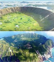 Cartoon Island Drawing Birds Eye View Aogashima Island Of Tokyo Vs Depiction In Your Name Anime Places Anime Island Anime Scenery