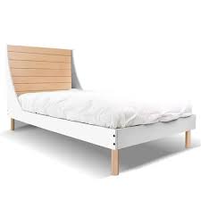 Attach rails to headboard and then attach to footboard. Nico Yeye Minimo Modern Twin Panel Solid Maple Kids Bed White Twin Kathy Kuo Home
