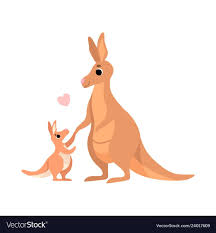 Mother Kangaroo With Its Baby Cute Animal Family Vector Illustration On White Background Download A Free Preview Cute Animals Cute Baby Animals Family Vector