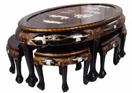 Oriental Furniture Chinese Oval Coffee Table Black Lacquer Mother Of Pearl Oval Coffee Tables Oriental Furniture Coffee Table With Stools