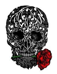 The skull and the rose. Skull With Rose In Tooth Tattoo Design