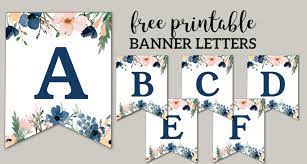 Make a custom banner for a birthday party, baby shower, . Blue Pink Floral Banner Letters Free Printable Paper Trail Design