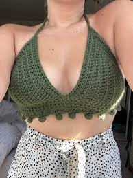 Khaki Crochet Crop Top (Khaki Crochet Crop)
