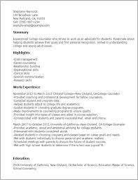 college counselor resume template