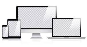 Mockup Of Realistic Computer Laptop Tablet And Smartphone With Transparent Wallpaper Screen Isolated S Transparent Wallpaper Vector Illustration Transparent