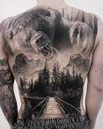 Home » guys » 230+ best back shoulder tattoos for men (2021) designs on cap, blade front shoulder tattoos have great appeal but back shoulder tattoo looks even more beautiful then shoulder blade or front shoulder designs. Bear Lake Full Back Tattoo