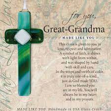 You might want to save this list for birthdays too. Great Grandma Gift Cross Handmade Glass
