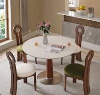Deli Set meja makan kayu padat antik Retro kursi apartemen kecil yang dapat  ditarik meja papan batu gaya Nordik untuk penggunaan di rumah