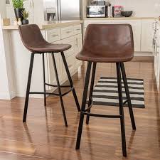 Rex Modern Upholstered Bar Stool Set Of 2 Brown Bar Stools Leather Bar Stools Upholstered Bar Stools