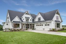 Western grey siding, medium grey shingles, brick red trim. 10 White Houses With Black Trim That Will Make You Fall In Love Home Like You Mean It