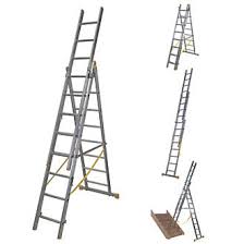 The first thing to do to set up your combination ladder on your stairs is to remove the extension piece and stand your ladder up with the stabilizer bar at the top of the stairway. Werner 3 Section 4 Way Aluminium Combination Ladder 5 18m Combination Ladders Screwfix Com