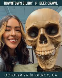 Skelly had a blast visiting the Downtown Gilroy breweries and taprooms with  @missdowntowngilroy tonight. Did you spot him? Throughout the next month,  our giant skeleton will be hitting up local businesses and